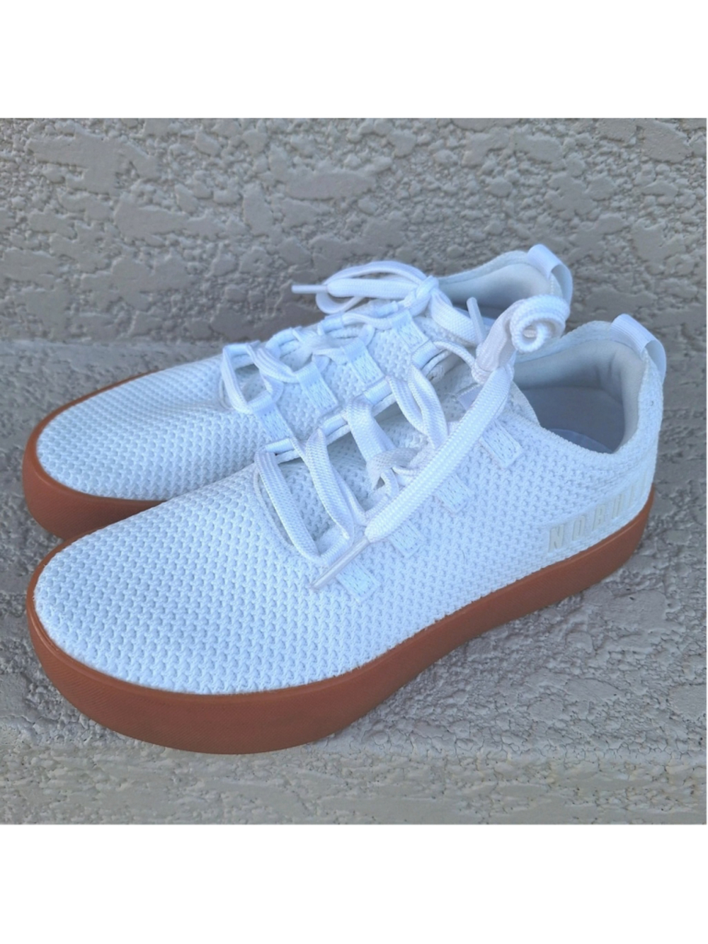 NOBULL White Knit Athletic Shoes with Gum Sole